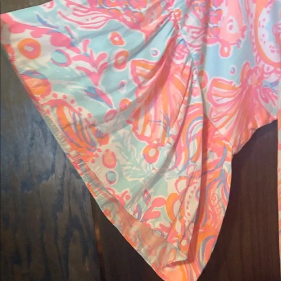 Lilly Pulitzer Pink and Orange Alanna Off Shoulder Dress XL - Picture 3 of 6